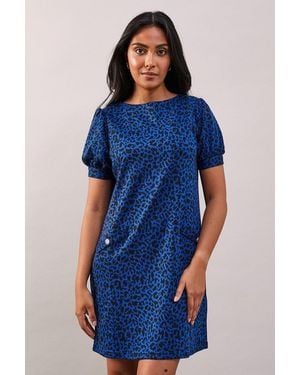 Wallis Petite Cobalt Short Sleeve Jacquard Ponte Shift Dress - Blue