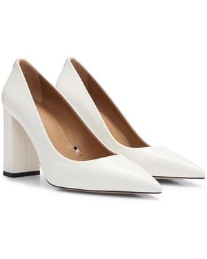 BOSS Janet Block Heel Almond Toe Court Shoes - Natural