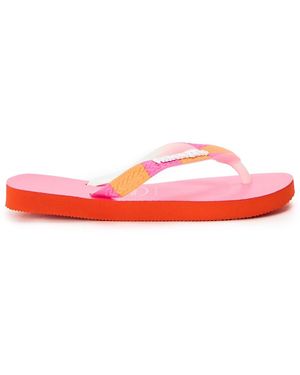 Havaianas Top Print Thong Toe Flip Flops - Pink