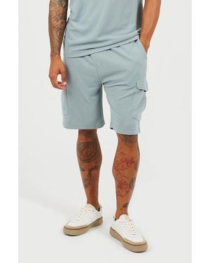 Brave Soul Light Textured Cargo Shorts - Blue