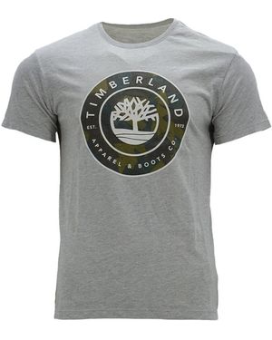 Timberland Printed T Shirts Crew Neck Summer Top Short Sleeve Premium Tee - Grey