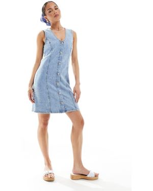 JJXX Scoop Neck Denim Dress - Blue