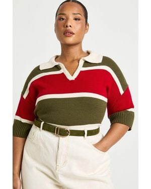 Boohoo Plus Faux Suede Trim Belt - Red