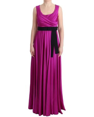 Dolce & Gabbana Dames Roze Zijde Stretch Shift Lange Jurk - Paars