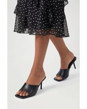 Boohoo Square Toe Minimal Heeled Mules - Black