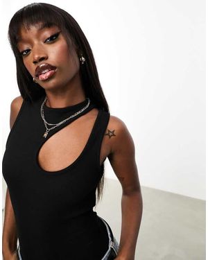 ASOS Racer Cut Out Shoulder Bodysuit - Black