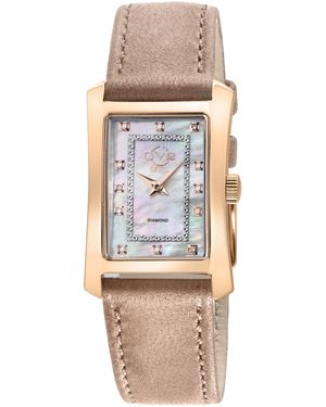 Gv2 Luino Diamond Mop Dial, Swiss Quartz Genuine Italian Leather Tan Watch - Brown
