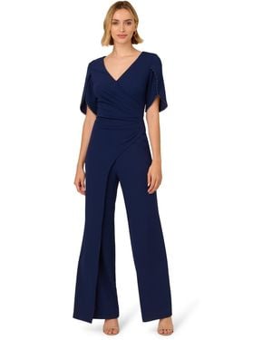 Adrianna Papell Pearl Knit Crepe Jumpsuit - Blue