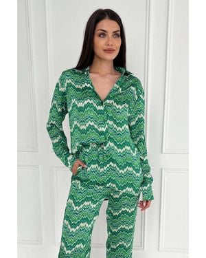 AX Paris Abstract Printed Long Sleeve Shirt - Green