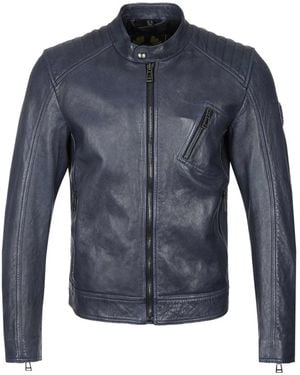 Belstaff Racer Insignia Leather Jacket Material_Real_Leather - Blue