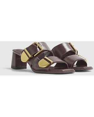 River Island Mule Sandals Double Buckle Pu - Red