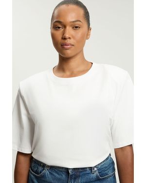 Karen Millen Plus Size Power Shoulder Jersey T-Shirt - White