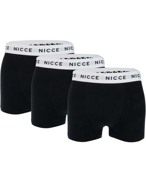 Nicce London 3-Pack Cotton Rich Boxer Briefs With Logo Waistband - Black