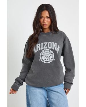 Boohoo Arizona Printed Washed Oversized Sweatshirt - Black