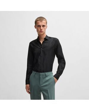 HUGO Kenno Checkerboard Print Shirt - Black