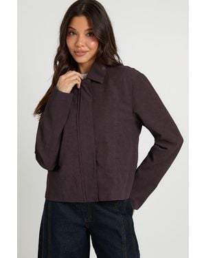 Boohoo Faux Leather Cinched Waist Jacket - Purple