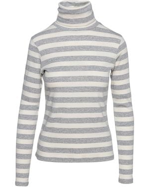 Conquista Striped And Polo Neck Top - White