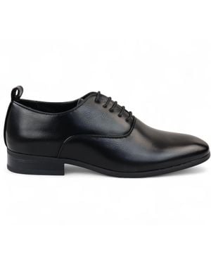 Infinity Leather Classic Lace Up Oxford Derby Shoes Faux Leather - Black