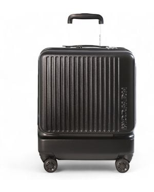 Infinity Leather Durable Easyjet Ryanair 39 X 26 X 51.5 Cm Front Open Cabin Luggage Travel Suitcase Abs - Black