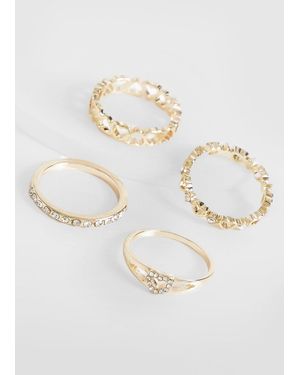 Boohoo Heart Detail Multi Ring Pack - White