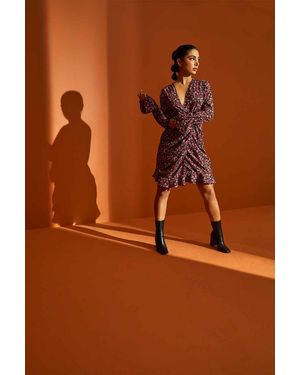 Urban Bliss Ruffle Wrap Dress - Brown