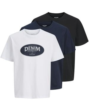Jack & Jones T-Shirts 3 Pack Short Sleeve - Blue