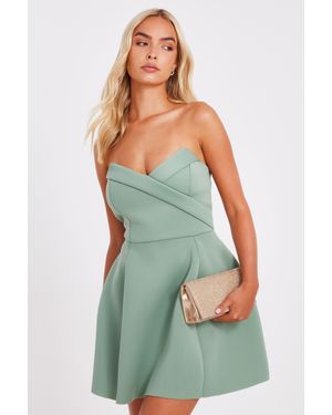 Quiz Sage Wrap Front Mini Dress - Green