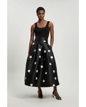 Karen Millen Petite Spot Woven Twill Prom Skirt - White