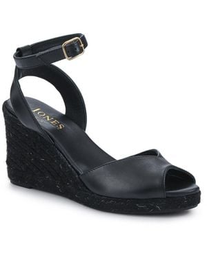 Jones Bootmaker Marchesa Leather Wedge-Heeled Sandals - Black
