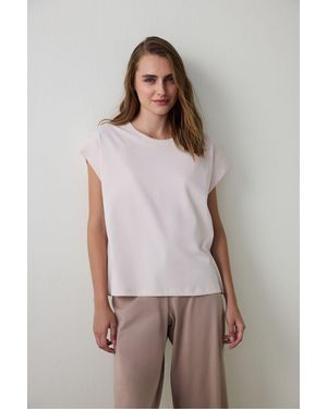 Penti Weekend Time Crew Neck Short Sleeve Pyjama Top - White