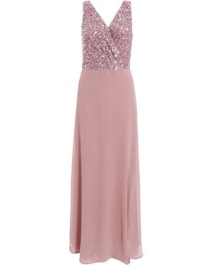 Quiz Mauve Embellished Chiffon Maxi Dress - Pink