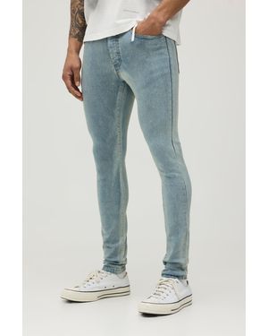BoohooMAN Stonewashed Super Skinny Jeans - Blue