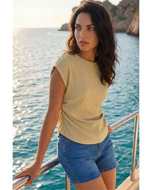 D.u.s.k Textured Ruched Side Stretch Top - Blue