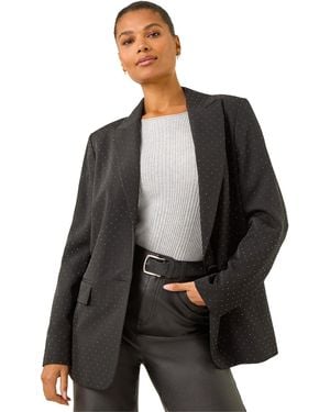 Roman Revere Collared Diamante Jacket - Black