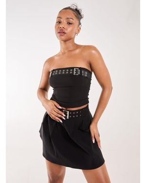 Pink Vanilla Belted Bandeau Top - Black