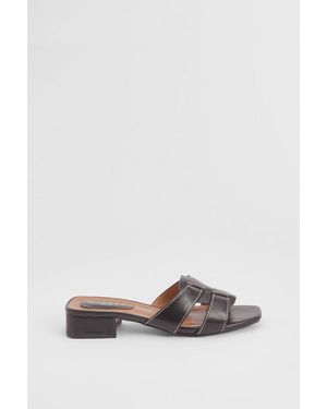 Wallis Lyla Faux Leather Interwoven Low Block Heeled Mules - Grey