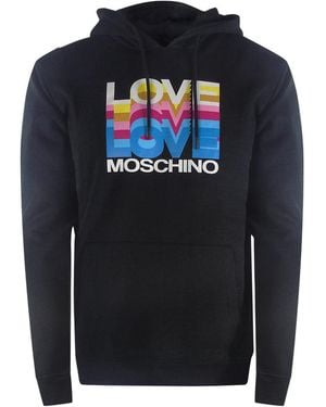Moschino Love Multi Logo Hoodie Cotton - Blue