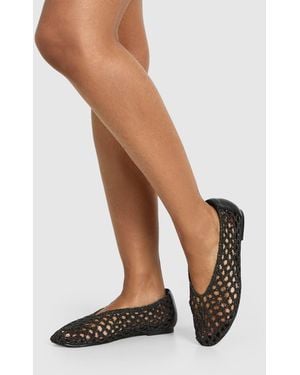 Boohoo Woven Detail Ballerina - Black
