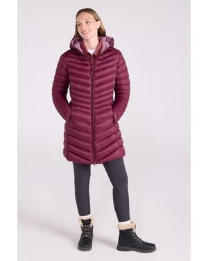 Mountain Warehouse 'Florence' Long Padded Jacket Water Resistant Winter Coat Polyamide - Red
