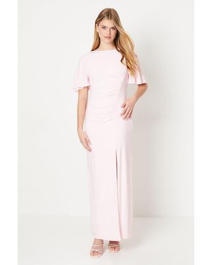 Debut London By Coast Angel Sleeve Twist Back Jersey Bridesmaid Dress - Pink