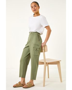 Roman Petite Cotton Cargo Stretch Trousers - Natural