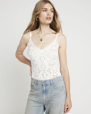 River Island Bodysuit Lace Seamless Nylon - White