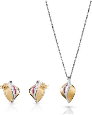 Orphelia 'Anet' 925 Sterling Set: Chain-Pendant + Earrings - Metallic