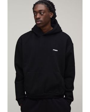 BoohooMAN Oversized Boxy Sport Embroidered Hoodie - Blue