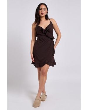 Urban Bliss Cami Woven Frill Tea Dress - Brown