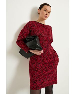 Wallis Leopard Jacquard Ponte Zip Shift Dress - Red