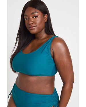 Boohoo Plus Essentials Scoop Bikini Top - Blue