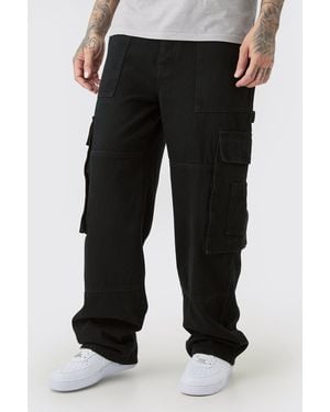 BoohooMAN Tall Baggy Fit Cargo Jeans - Black