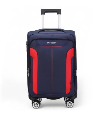Infinity Leather Soft Cabin Suitcase Nylon 900D Suitable Integrated Lock For Easyjet, Ryanair, Wizzair - Red