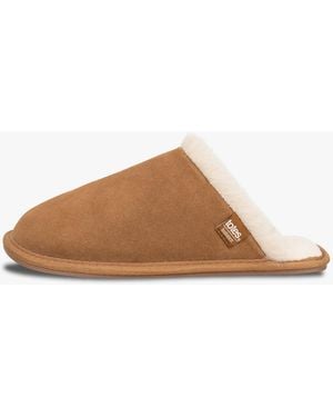 Totes Isotoner Real Suede Mule Slippers Tan - Brown